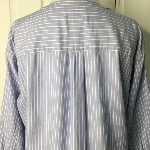Everlane Women's V Neck 3/4 Sleeve Button Down Striped Blouse Top Shirt 0 Blue - Picture 8 of 12